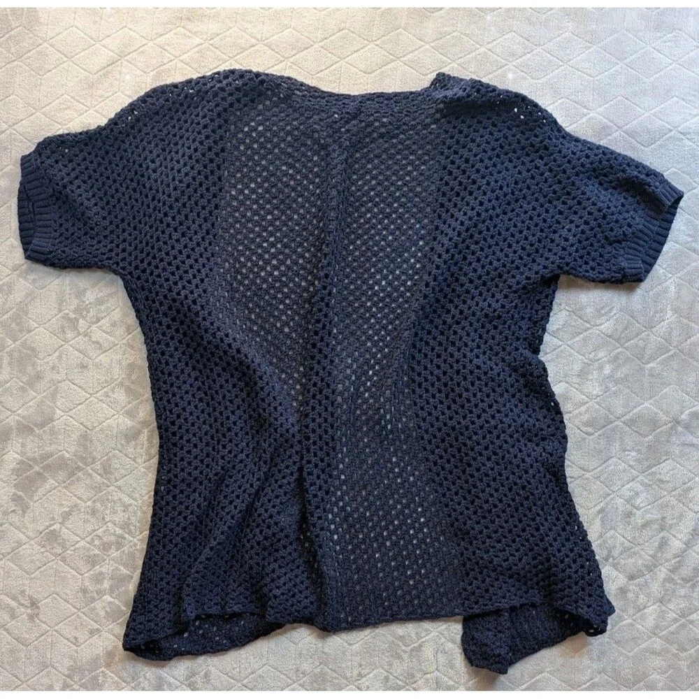 Jessica London Navy Open Knit Crochet Cardigan Cottage Shawl Oversized 26/28